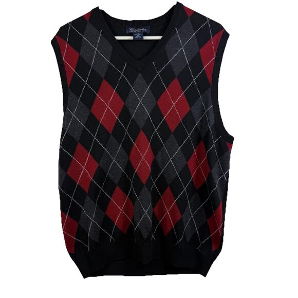 Vintage Brooks Brothers Mens Medium Sweater Vest Argyle 100% Italian Merino Wool - Picture 1 of 10